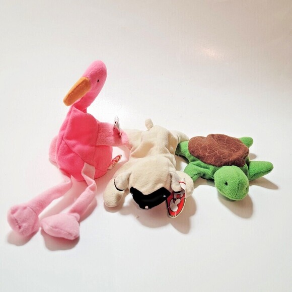 6 pc TY Teenie Beanie Babies 1993 Turtle Chops Happy Pinky Quacks Freckles - Picture 4 of 5